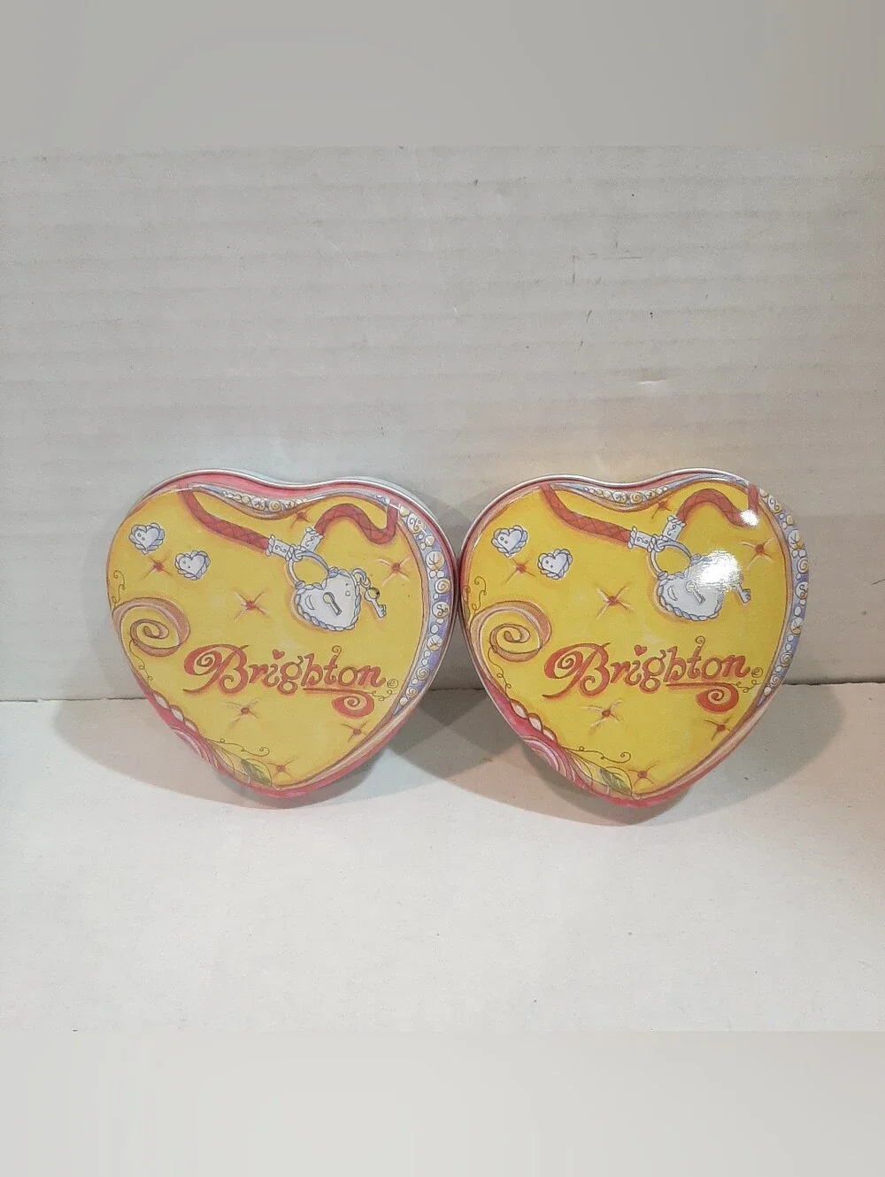 Lot of 2 Brighton heart tin containers